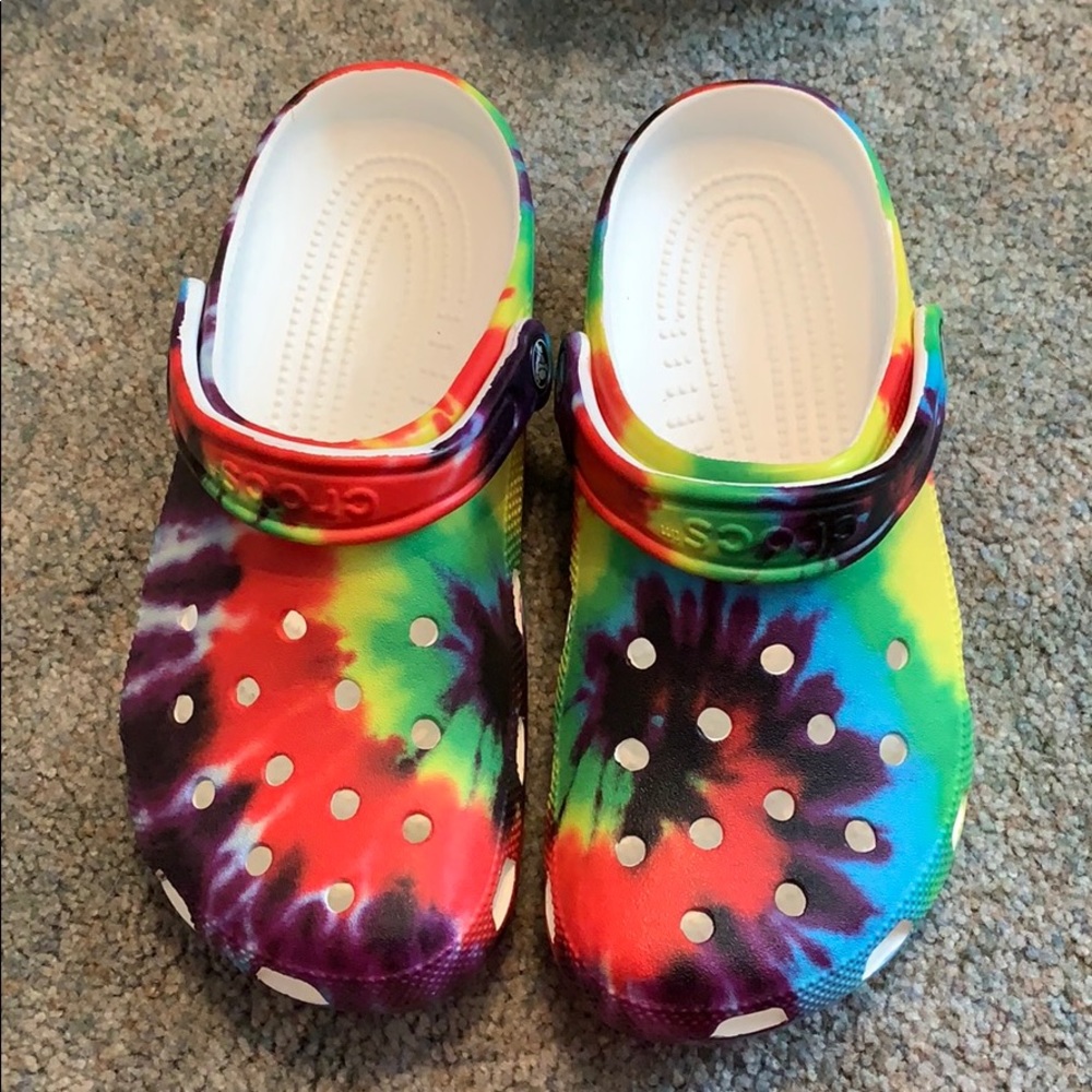 Tye dye crocs